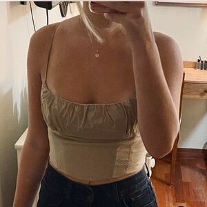 Zara Cream Crop Camisole with Ruched Detail